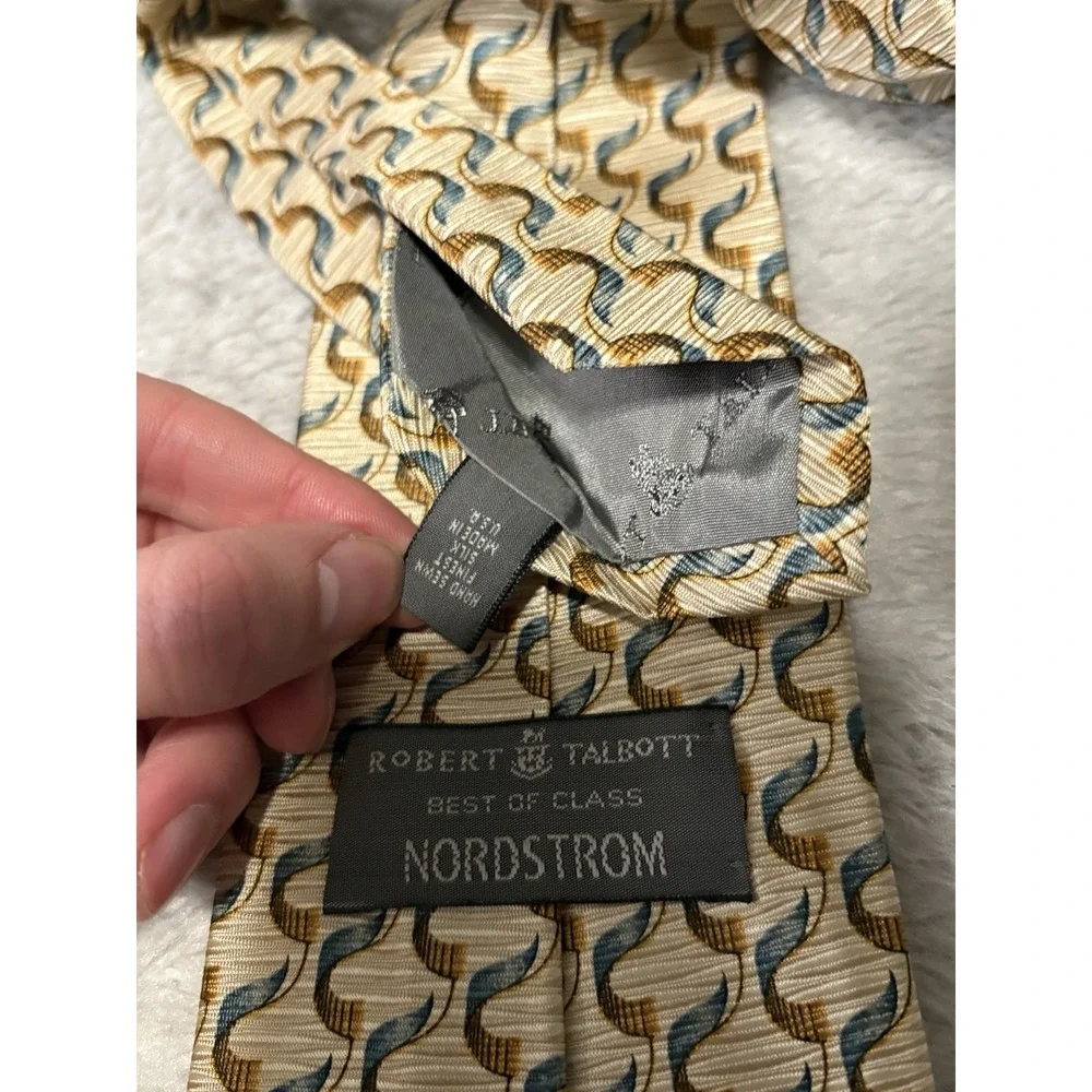 New Robert Talbott Nordstrom Men's Yellow Silk Neck Tie Business Dress Geometric